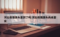 河北疫情源头查到了吗:河北疫情源头尚未查实