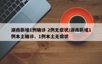 湖南新增1例确诊 2例无症状/湖南新增1例本土确诊、1例本土无症状