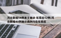 河北新增54例本土确诊 石家庄52例:河北新增40例确诊病例均在石家庄