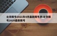 北京限号2021年4月最新限号表:北京限号2020最新限号
