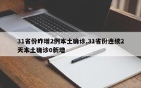 31省份昨增2例本土确诊,31省份连续2天本土确诊0新增