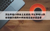 河北昨增19例本土无症状/河北新增82例本地确诊病例49例本地无症状感染者