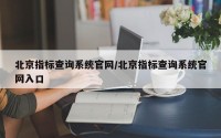 北京指标查询系统官网/北京指标查询系统官网入口